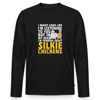 Seidenhuhn Poulet soyeux - T-shirt manches longues Premium bio Homme - noir - Devant - Nico (187cm)