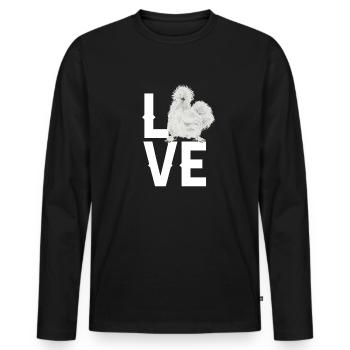 Seidenhuhn Poulet soyeux - T-shirt manches longues Premium bio Homme - noir - Devant - Nico (187cm)
