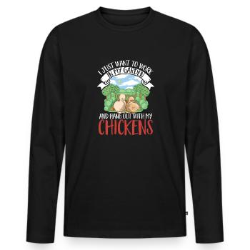Seidenhuhn Poulet soyeux - T-shirt manches longues Premium bio Homme - noir - Devant - Nico (187cm)