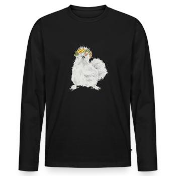 Seidenhuhn Poulet soyeux - T-shirt manches longues Premium bio Homme - noir - Devant - Nico (187cm)
