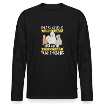 Seidenhuhn Poulet soyeux - T-shirt manches longues Premium bio Homme - noir - Devant - Nico (187cm)