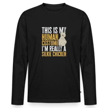 Seidenhuhn Poulet soyeux - T-shirt manches longues Premium bio Homme - noir - Devant - Nico (187cm)