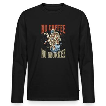 Pas de café, pas de workee - T-shirt manches longues Premium bio Homme - noir - Devant - Nico (187cm)