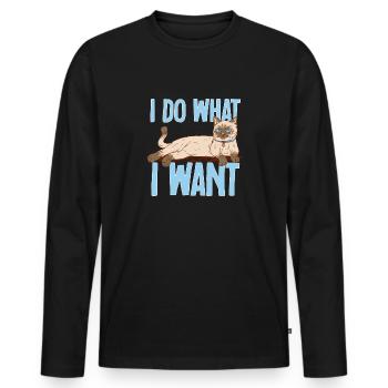Siamkatze - Männer Premium Bio Langarmshirt - Schwarz - Vorne - Nico (187cm)