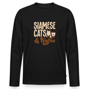Siamkatze - Männer Premium Bio Langarmshirt - Schwarz - Vorne - Nico (187cm)