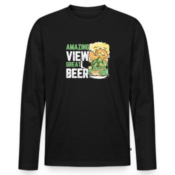 Amazing view great beer - Men's Premium Organic Long Sleeve Shirt - black - Front - Nico (187cm)