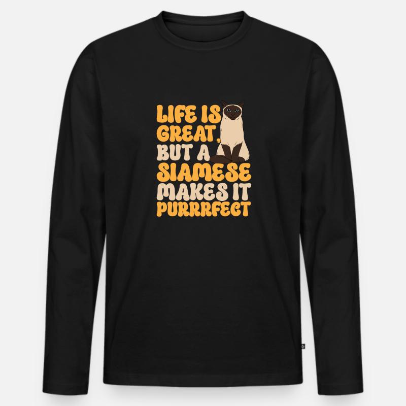 Siamkatze - Männer Premium Bio Langarmshirt - Schwarz