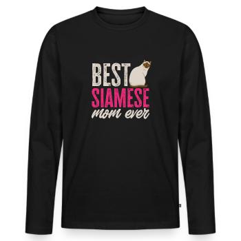Siamkatze - Männer Premium Bio Langarmshirt - Schwarz - Vorne - Nico (187cm)