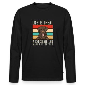 Chocolate Labrador Retriever Hund - Männer Premium Bio Langarmshirt - Schwarz - Vorne - Nico (187cm)