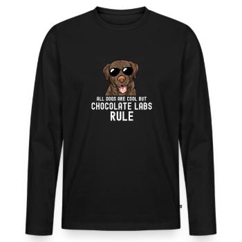Chocolate Labrador Retriever Hund - Männer Premium Bio Langarmshirt - Schwarz - Vorne - Nico (187cm)