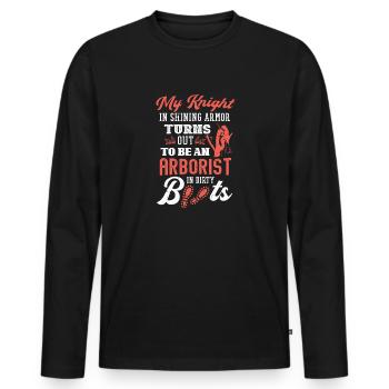 Holzfäller Kettensäge Arborist - Männer Premium Bio Langarmshirt - Schwarz - Vorne - Nico (187cm)