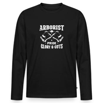 Holzfäller Kettensäge Arborist - Männer Premium Bio Langarmshirt - Schwarz - Vorne - Nico (187cm)