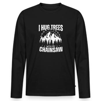 Holzfäller Kettensäge Arborist - Männer Premium Bio Langarmshirt - Schwarz - Vorne - Nico (187cm)