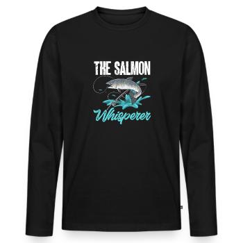 Pêche au saumon Pêcheur de saumon - T-shirt manches longues Premium bio Homme - noir - Devant - Nico (187cm)