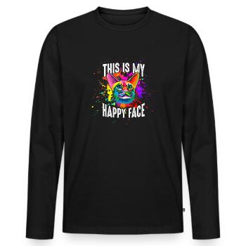 This is my happy face - Men's Premium Organic Long Sleeve Shirt - black - Front - Nico (187cm)