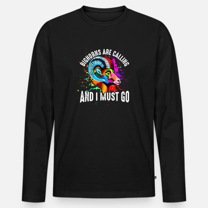 Die Dickhörner rufen - Männer Premium Bio Langarmshirt - Schwarz