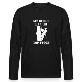 Bûcheron tronçonneuse arboriste - T-shirt manches longues Premium bio Homme - noir - Devant - Nico (187cm)