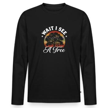 Bûcheron tronçonneuse arboriste - T-shirt manches longues Premium bio Homme - noir - Devant - Nico (187cm)
