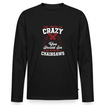 Bûcheron tronçonneuse arboriste - T-shirt manches longues Premium bio Homme - noir - Devant - Nico (187cm)