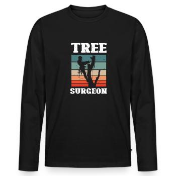 Bûcheron tronçonneuse arboriste - T-shirt manches longues Premium bio Homme - noir - Devant - Nico (187cm)