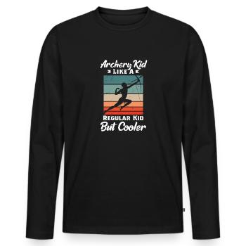 Arc de tir à l’arc - T-shirt manches longues Premium bio Homme - noir - Devant - Nico (187cm)