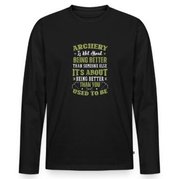 Arc de tir à l’arc - T-shirt manches longues Premium bio Homme - noir - Devant - Nico (187cm)