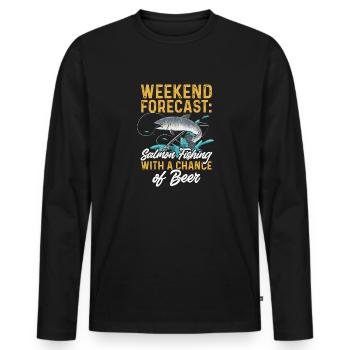 Pêche au saumon Pêcheur de saumon - T-shirt manches longues Premium bio Homme - noir - Devant - Nico (187cm)