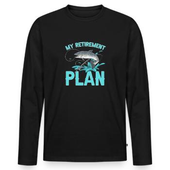 Pêche au saumon Pêcheur de saumon - T-shirt manches longues Premium bio Homme - noir - Devant - Nico (187cm)