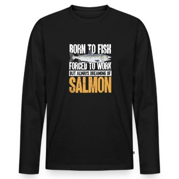 Pêche au saumon Pêcheur de saumon - T-shirt manches longues Premium bio Homme - noir - Devant - Nico (187cm)