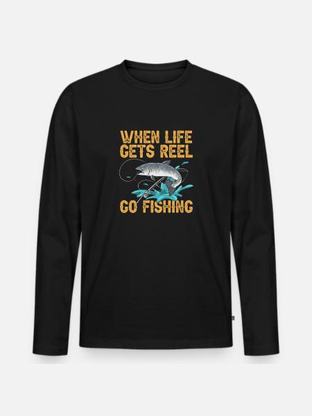 Salmon Fishing Salmon Angler - Men's Premium Organic Long Sleeve Shirt - black