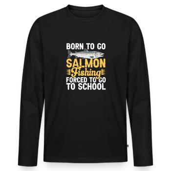 Pêche au saumon Pêcheur de saumon - T-shirt manches longues Premium bio Homme - noir - Devant - Nico (187cm)