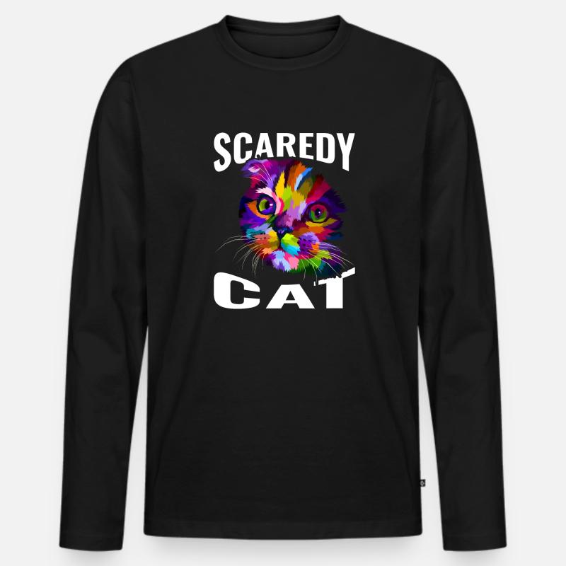 Angstkatze - Männer Premium Bio Langarmshirt - Schwarz