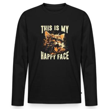 This is my happy face - Men's Premium Organic Long Sleeve Shirt - black - Front - Nico (187cm)