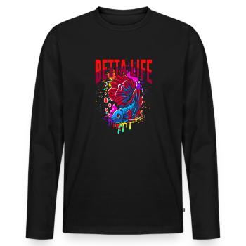 La vie de Betta - T-shirt manches longues Premium bio Homme - noir - Devant - Nico (187cm)