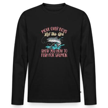 Pêche au saumon Pêcheur de saumon - T-shirt manches longues Premium bio Homme - noir - Devant - Nico (187cm)