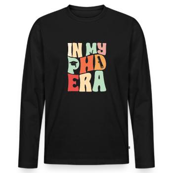PhD Graduate Doktorgrad Ph.D. Promotion - Männer Premium Bio Langarmshirt - Schwarz - Vorne - Nico (187cm)