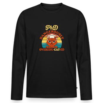PhD Graduate Doktorgrad Ph.D. Promotion - Männer Premium Bio Langarmshirt - Schwarz - Vorne - Nico (187cm)