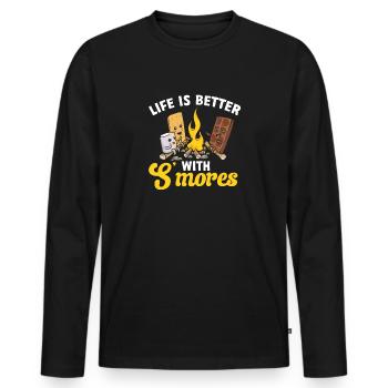 S'more Lagerfeuer Marshmallow Camping - Männer Premium Bio Langarmshirt - Schwarz - Vorne - Nico (187cm)