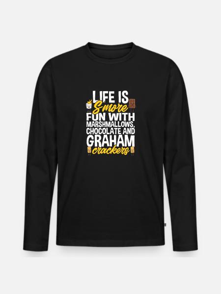 S'more Campfire Marshmallow Camping - Men's Premium Organic Long Sleeve Shirt - black
