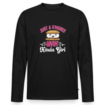 S'more Lagerfeuer Marshmallow Camping - Männer Premium Bio Langarmshirt - Schwarz - Vorne - Nico (187cm)
