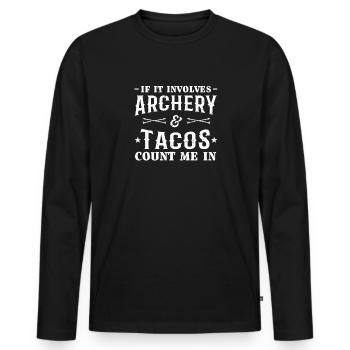 Arc de tir à l’arc - T-shirt manches longues Premium bio Homme - noir - Devant - Nico (187cm)