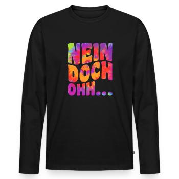 "Nein Doch Ohhh" Lustiger Sarkasmus Spruch - Männer Premium Bio Langarmshirt - Schwarz - Vorne - Nico (187cm)
