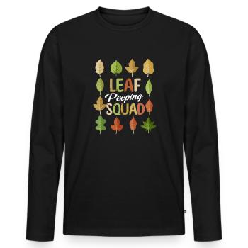 Leaf Peeping Squad Autumn Leaf Peeper - T-shirt manches longues Premium bio Homme - noir - Devant - Nico (187cm)
