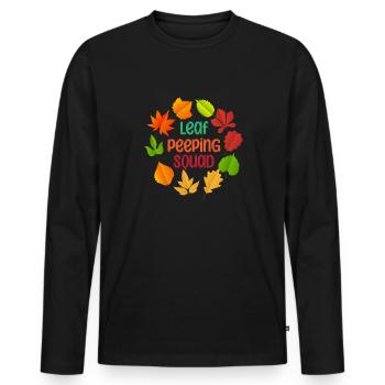 Leaf Peeping Squad Autumn Leaf Peeper - T-shirt manches longues Premium bio Homme - noir - Devant - Nico (187cm)