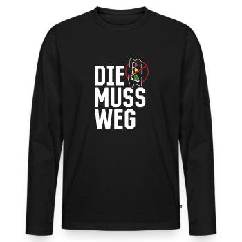 Die Ampel muss weg Partei Sprüche Ampel - Männer Premium Bio Langarmshirt - Schwarz - Vorne - Nico (187cm)