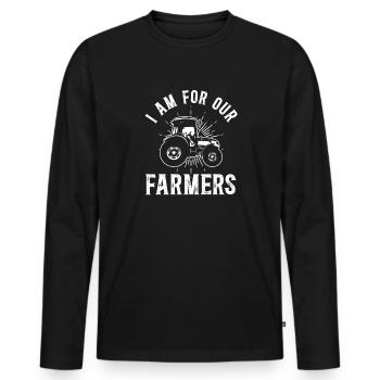 Soutenez nos agriculteurs - pour nos agriculteurs - T-shirt manches longues Premium bio Homme - noir - Devant - Nico (187cm)
