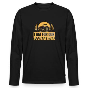 Soutenez nos agriculteurs - pour nos agriculteurs - T-shirt manches longues Premium bio Homme - noir - Devant - Nico (187cm)