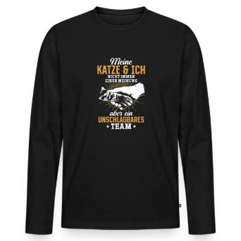Unschlagbares Team - für katzenliebhaber - Männer Premium Bio Langarmshirt - Schwarz - Vorne - Nico (187cm)