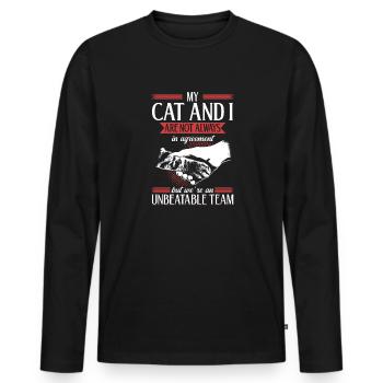 Une équipe imbattable - pour les amoureux des chats - T-shirt manches longues Premium bio Homme - noir - Devant - Nico (187cm)