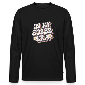 Dans mon époque de sobriété, la sobriété, la vie, - T-shirt manches longues Premium bio Homme - noir - Devant - Nico (187cm)